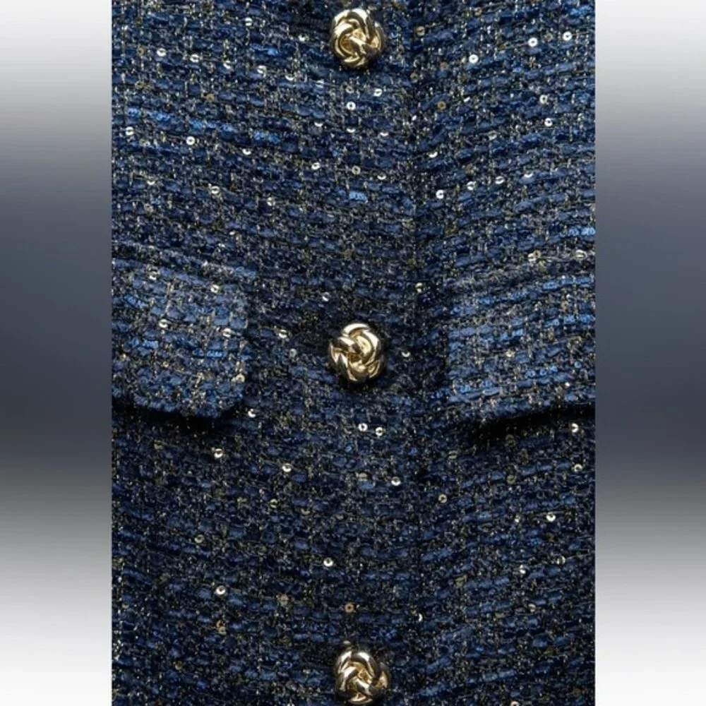 ZARA BELTED SEQUIN STRUCTURED VEST - Picture 7 of 8